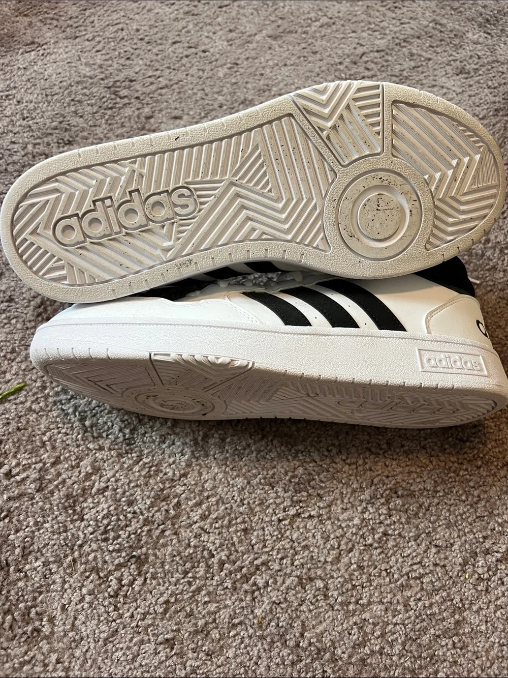 Adidas White and Black Mid Basketball Sneakers. Only worn once.